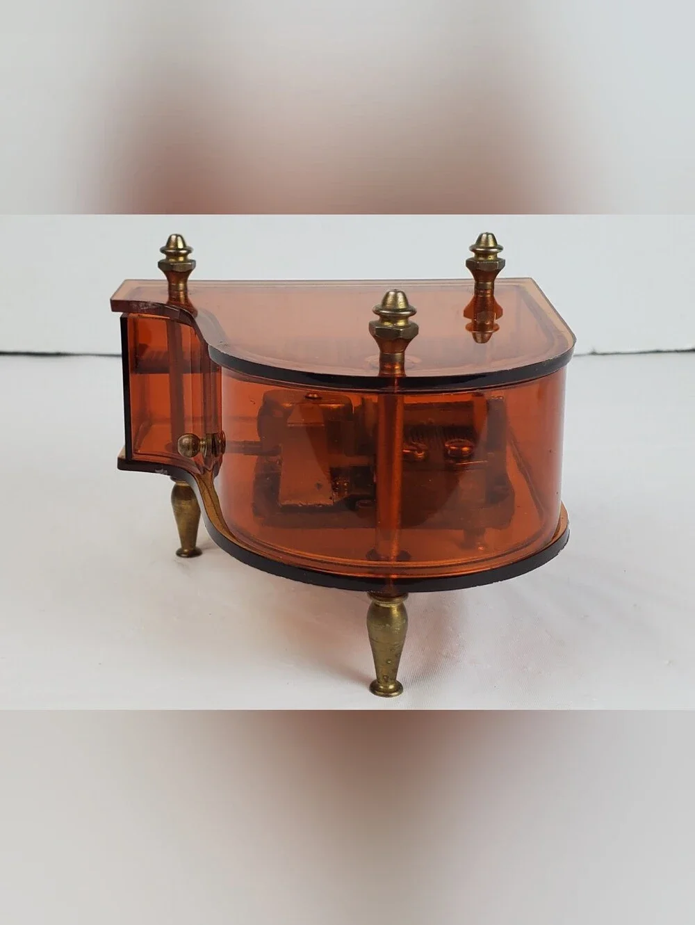 Sanyo Japan VTG Amber Lucite Grand Piano Music Box You Light Up My Life - WORKS